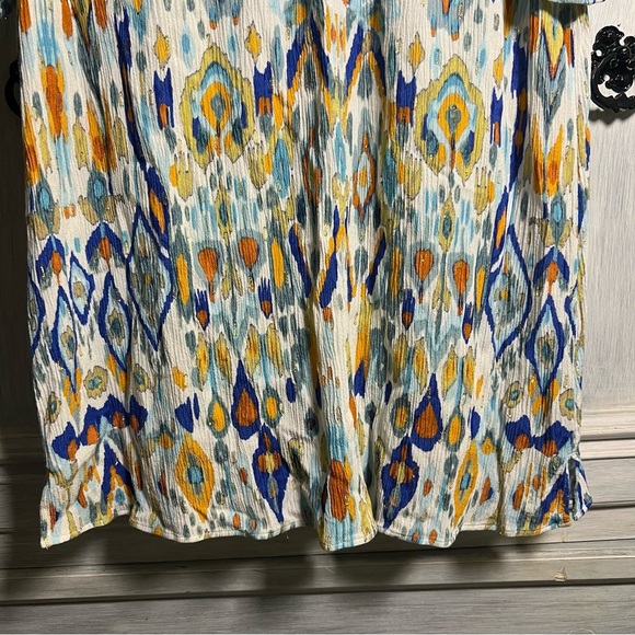 Soft Surroundings Gauzy Multicolor Francesca Clip Dot Ikat Metallic‎ Blouse - Picture 6 of 9